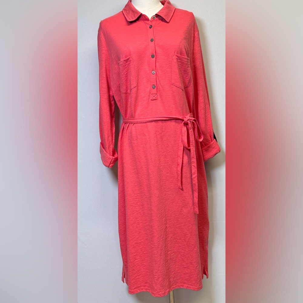 Boden Jena Jersey Coral Shirt Dress Size 16L - Picture 2 of 13